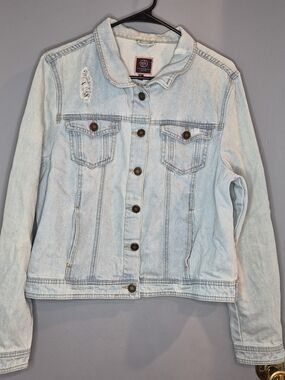 Boom Boom Jeans Light Blue Distressed Denim Jacket
